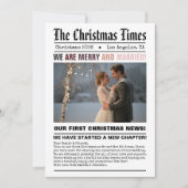 新婚 私たちの初めてのクリスマス 新聞スタイルの写真 シーズンカード (正面)