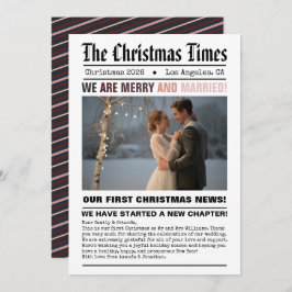 新婚 私たちの初めてのクリスマス 新聞スタイルの写真 シーズンカード