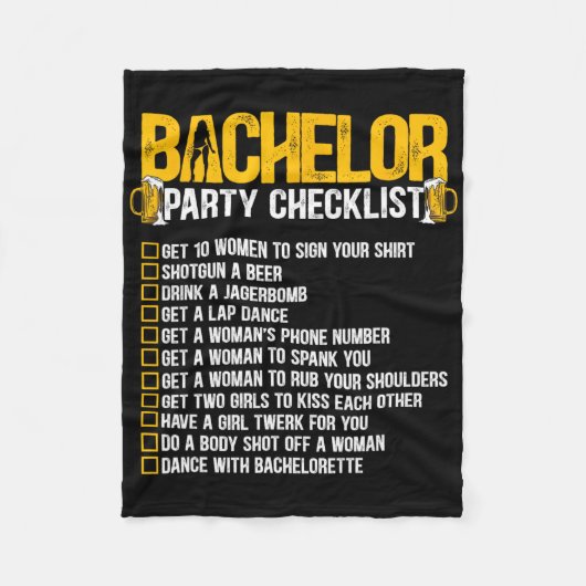 新婚  花婿  面白い  結婚前の最後の夜  チェックリスト フリースブランケット (正面)