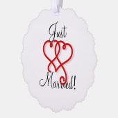 新婚 赤と黒のうねるハート オーナメントカード (左)