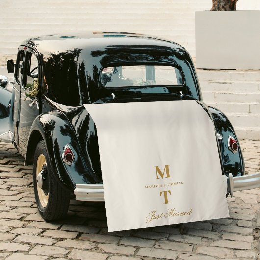 新婚 Ivory Gold 結婚式 車 バナー サイン タペストリー