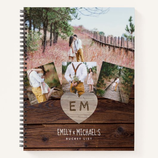 新婚BUCKET LISTフォトパープル素朴フローラ ノートブック (正面)