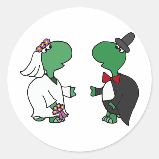 新婦おもしろい亀の結婚デザイン ラウンドシール (正面)