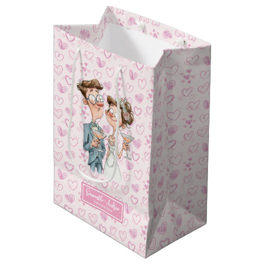 新婦おもしろい抱き枕カ予測できなートゥーンスタイル ミディアムペーパーバッグ (正面アングル)