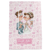 新婦おもしろい抱き枕カ予測できなートゥーンスタイル ミディアムペーパーバッグ (裏面)