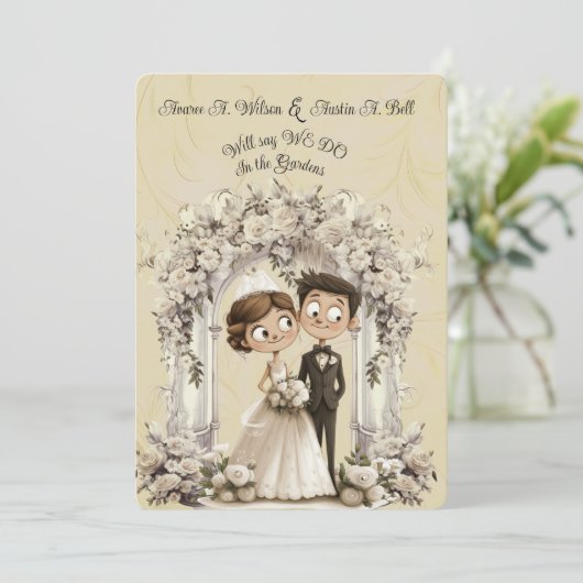 新婦お洒落の結婚アーチ 招待状 (スタンド正面)