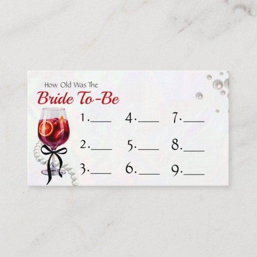 新婦がゲームのレスポンスカードを何歳に更新するかを推測する エンクロージャーカード (正面)