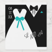 新婦とカスタマイズ新郎の色結婚の ワインラベル (シングルラベル)