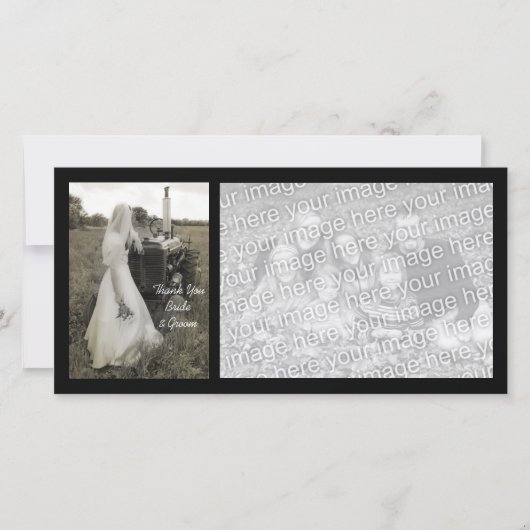 新婦とトラクターの国の結婚式ありがとう サンキューカード (正面)