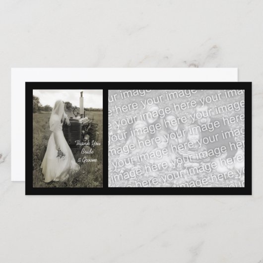 新婦とトラクターの国の結婚式ありがとう サンキューカード (正面/裏面)