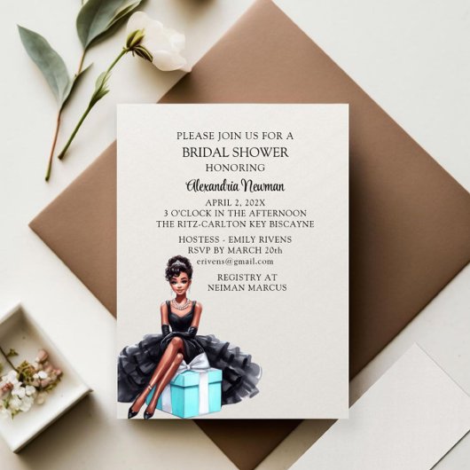 新婦と共同ブライダルシャワーアフリカ系アメリカ 招待状