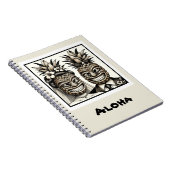 新婦と新郎のアロハパイナップルティキヘッドウェディング ノートブック (右側)