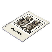 新婦と新郎のアロハパイナップルティキヘッドウェディング ノートブック (左側)