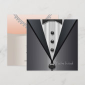 新婦と新郎のブラックタイ・パーティー 招待状 (正面/裏面)