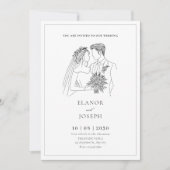 新婦と新郎の上品な結婚式 招待状 (正面)