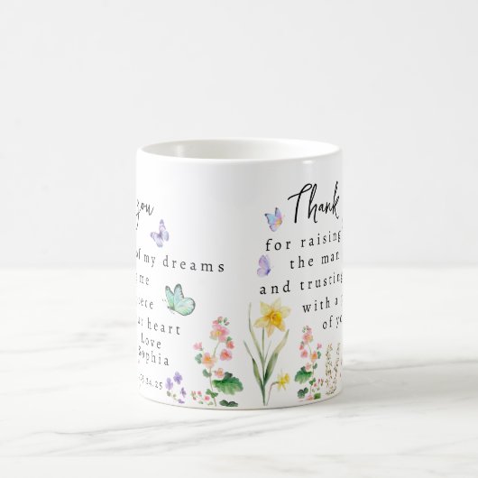 新婦と新郎の母への感謝の気持ちを込めたオリジナルギフト。 コーヒーマグカップ (中央)