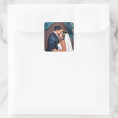 新婦と新郎の結婚キス スクエアシール (バッグ)