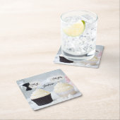 新婦と新郎の結婚前お披露目 ナプキン スクエアペーパーコースター (インサイチュ)