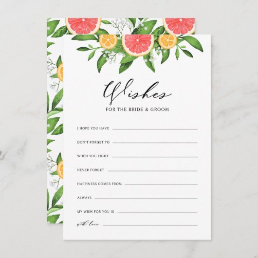 新婦と新郎へのリンゴとグレープフルーツの願い エンクロージャーカード (正面/裏面)