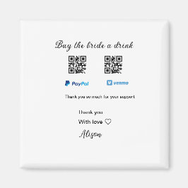新婦にお祝いのドリンクをプレゼントするためのQRコード(Venmo, PayPal対応) マグネット