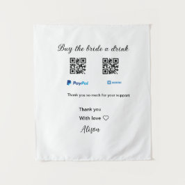 新婦にお祝いのドリンクをプレゼント!QRコード(Venmo, PayPal対応) タペストリー