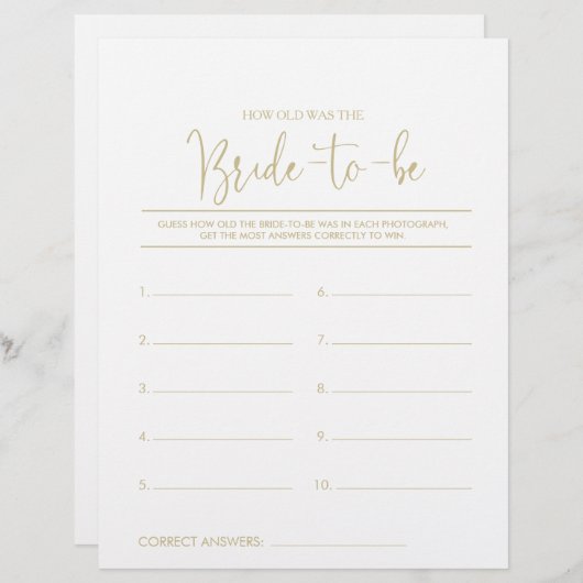 新婦にとって何歳になるブライダルシャワー (正面/裏面)