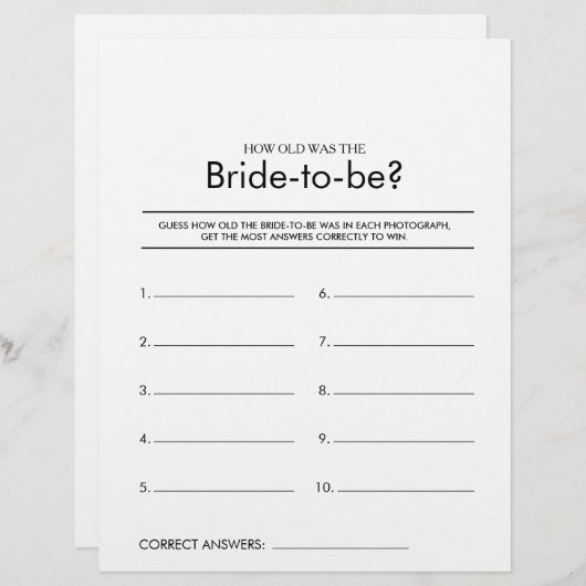 新婦にとって何歳になるブライダルシャワー (正面/裏面)