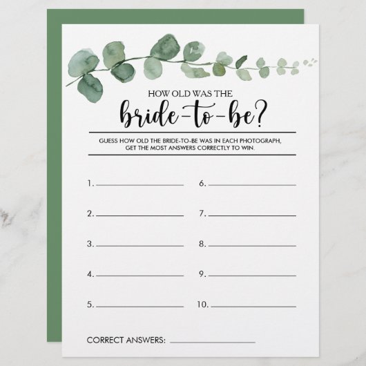 新婦にとって何歳になるブライダルシャワー (正面/裏面)