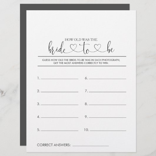 新婦にとって何歳になるブライダルシャワー (正面/裏面)