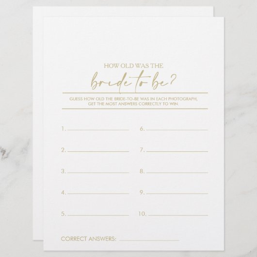 新婦にとって何歳になるブライダルシャワー (正面/裏面)