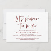 新婦にシャワーを浴びモダン、カジュアルブライダルシャワー 招待状 (正面)