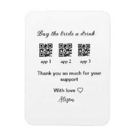 新婦にドリンクを買う QRコードをスキャンしてありがとう招待状 マグネット