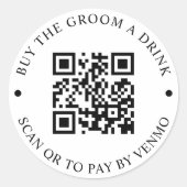 新婦に乾杯を買う QR コード ボタン ラウンドシール (正面)