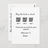 新婦に飲み物を買う QRコードをスキャンしてありがとう 招待状 (正面/裏面)