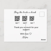 新婦に飲み物を買う QRコードをスキャンしてありがとう 招待状 (裏面)