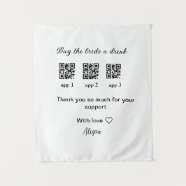 新婦に飲み物を買ってあげてください QRコードをスキャンしてありがとう 招待状 タペストリー