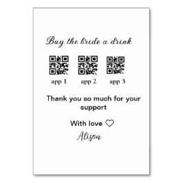 新婦に飲み物を買ってあげてください QRコードをスキャンしてありがとう 招待状 テーブルナンバー
