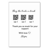 新婦に飲み物を買ってあげてください QRコードをスキャンしてありがとう 招待状 テーブルナンバー (裏面)