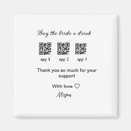 新婦に飲み物を買ってあげてください QRコードをスキャンしてありがとう 招待状 マグネット