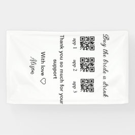 新婦に飲み物を買ってあげてください QRコードをスキャンしてありがとう 招待状 横断幕