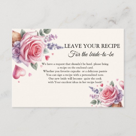 新婦のためのアイスクリームのリクエストレシピ アドバイスカード (正面)