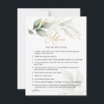 新婦のための緑と金ゴールドの葉のアドバイス アドバイスカード<br><div class="desc">新郎新婦カード用アドバイスは、黄金効果紙吹雪を使用した緑と金ゴールドの葉の水色イラストレーションを特徴とする。</div>