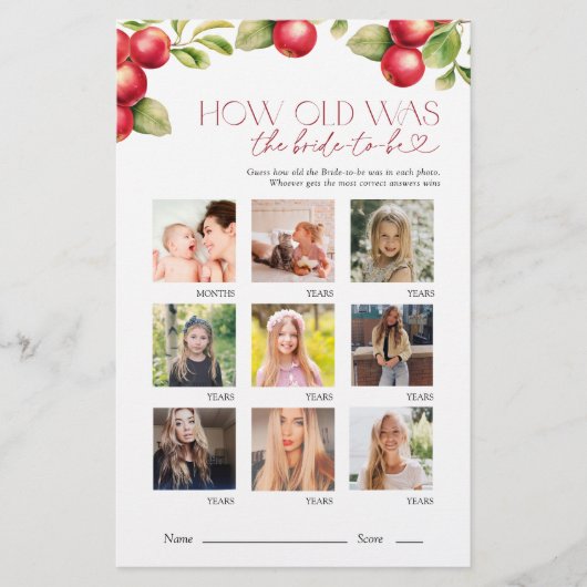 新婦のアップルブライダルシャワーゲーム (正面)