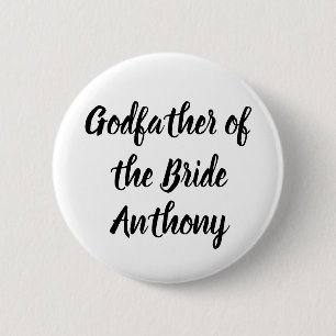 新婦のゴッドファーザー・ブラック・名前をカスタムする結婚ズ 缶バッジ