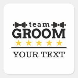 新婦のチーム | groom | 花婿 | 黒 白 スクエアシール