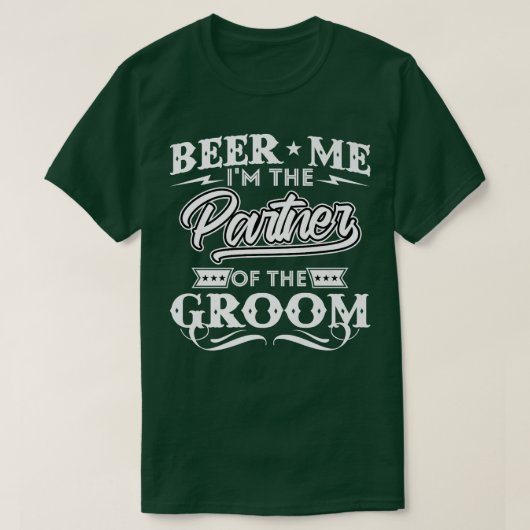 新婦のパートナー飲酒仲間ビール Tシャツ (デザイン正面)