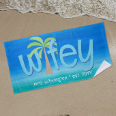 新婦のパームツリーオーシャンブルーグリーン結婚式ギフト ビーチタオル