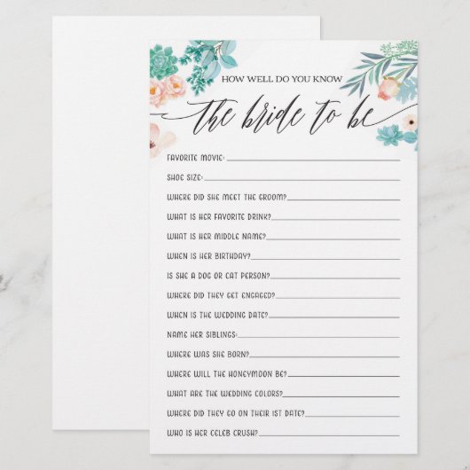 新婦のブライダルシャワー (正面/裏面)