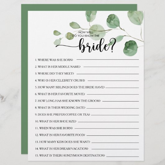 新婦のブライダルシャワー (正面/裏面)