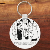新婦のベストマンからの警告。ユーモアあふれる漫画 キーホルダー (正面)